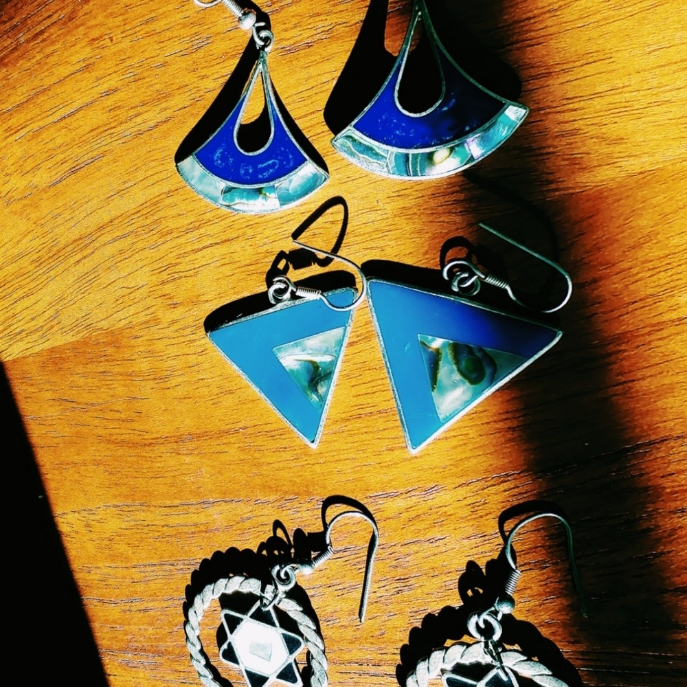 3 sets Alpaca Mexico Earrings mother of pearl